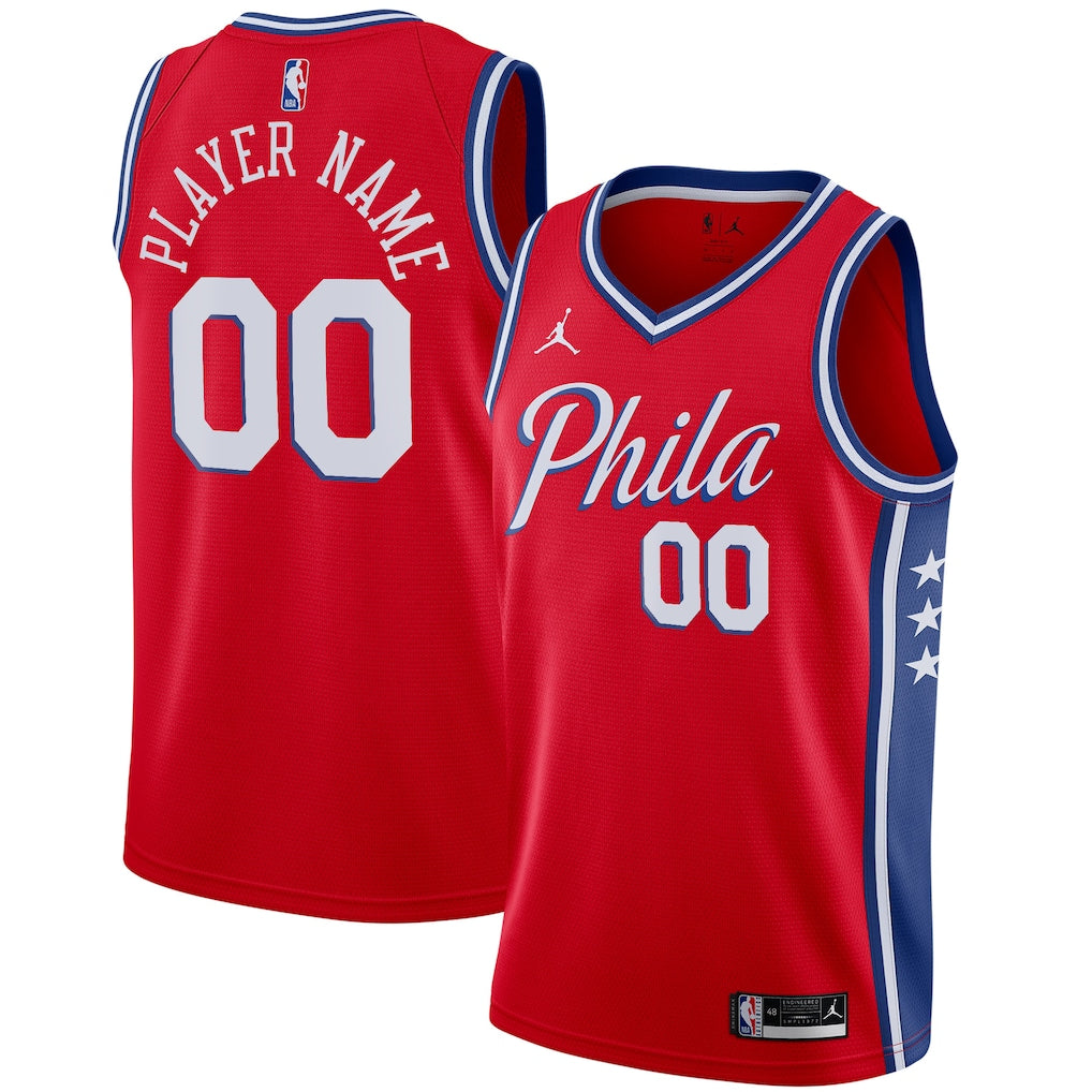 Philadelphia 76ers Jordan Brand Red Swingman Custom Jersey - Statement Edition